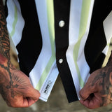 ESSENTIAL BLACK & LIME STRIPE BUTTON UP