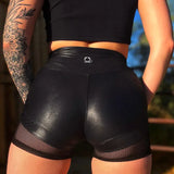 DDD FAUX LEATHER MESH SHORTS