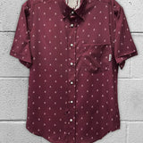 ESSENTIAL INFINITY SKULL MAROON PEARL SNAP BUTTON UP