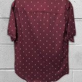 ESSENTIAL INFINITY SKULL MAROON PEARL SNAP BUTTON UP