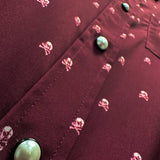 ESSENTIAL INFINITY SKULL MAROON PEARL SNAP BUTTON UP