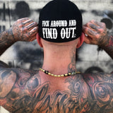 FUCK AROUND FIND OUT BACK STYLE FLEXFIT COTTON HAT