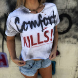 PUNK ROAD RASH COMFORT KILLS WHITE CROP TOP - 1.0