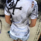 PUNK SHOULDER SKULL ROAD RASH WHITE TEE