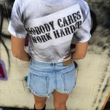 PUNK NOBODY CARES WHITE CROP TOP