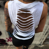 ROAD RASH RAZOR CUT WHITE CROP TANK