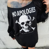 NO APOLOGIES WIDE NECK SWEATSHIRT