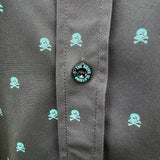 ESSENTIAL INFINITY TURQUOISE SKULL BUTTON UP