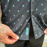 ESSENTIAL INFINITY TURQUOISE SKULL BUTTON UP