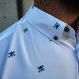 ESSENTIAL WHITE NOBODY CARES BUTTON UP