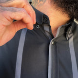 ESSENTIAL GREY PIN STRIPPED SNAP BUTTON UP