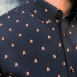 ESSENTIAL INFINITY ORANGE SKULL BUTTON UP