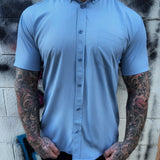 ESSENTIAL AQUA BLUE BUTTON UP