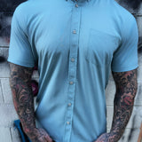 ESSENTIAL ARCTIC BLUE BUTTON UP