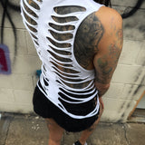 ROAD RASH WHITE CROP TANK TOP - 3.0