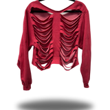 RED ROAD RASH WIDENECK CROP TOP SWEATER 1.0