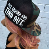 FUCK AROUND SIDE STYLE GREEN CAMO HAT